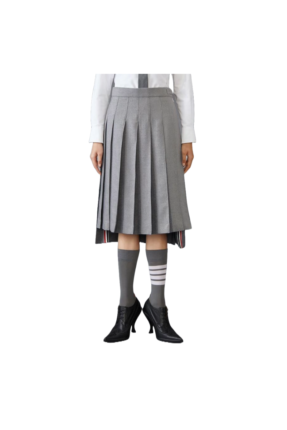 Pleated wool midi skirt