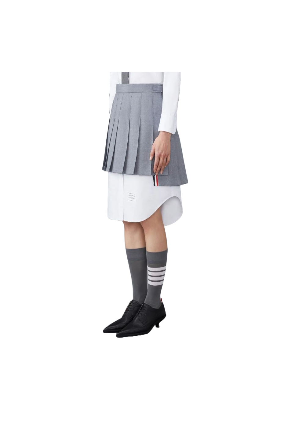 Pleated wool mini skirt