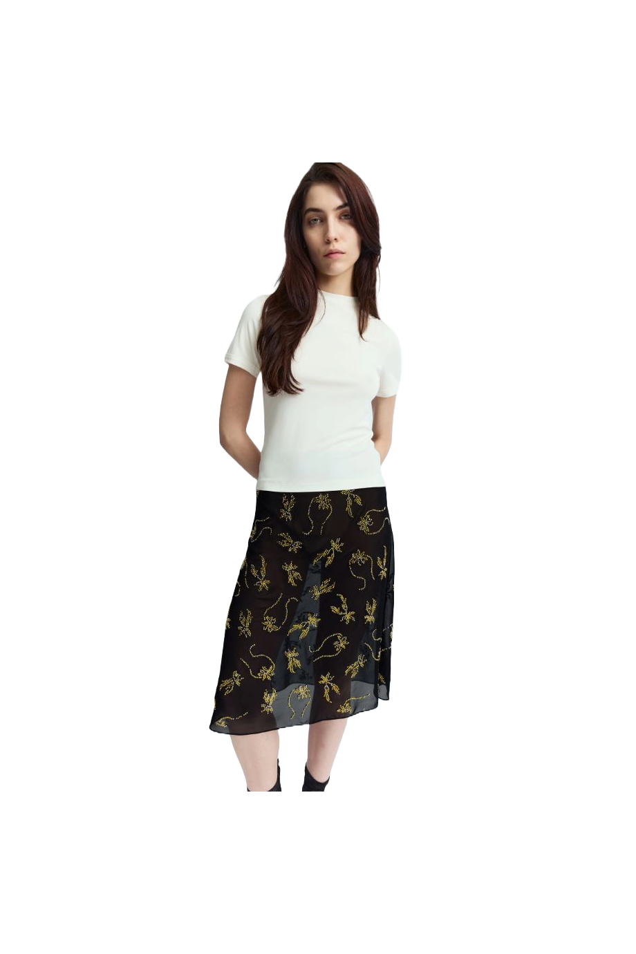 Dafne embellished crepe midi skirt