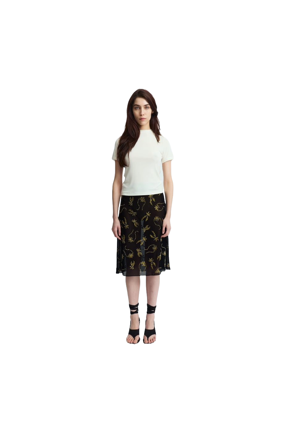 Dafne embellished crepe midi skirt