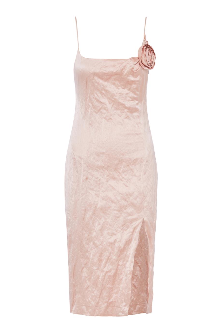 Crinkled satin slip midi dress