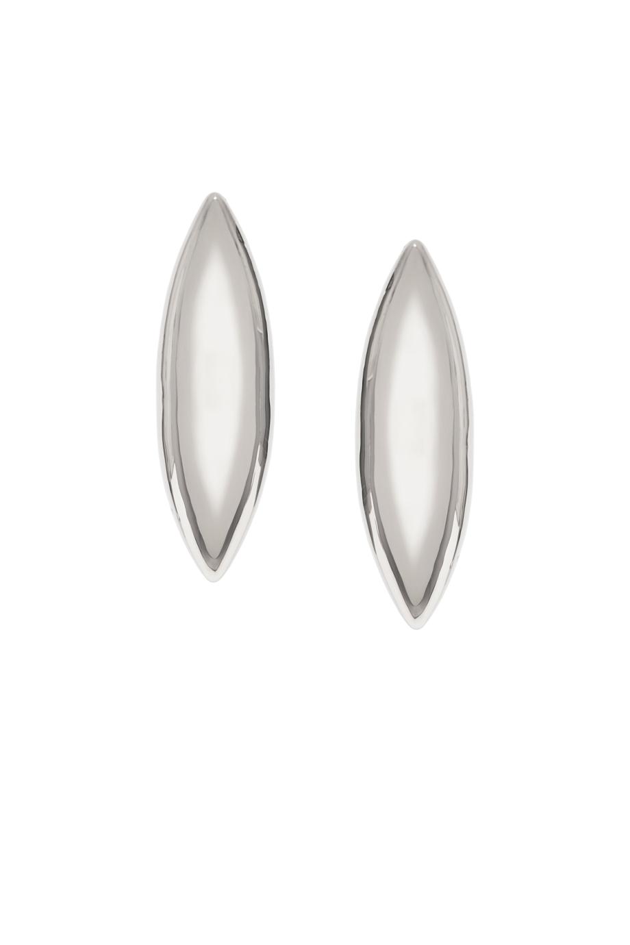 Elongated sculptural earrings in silver