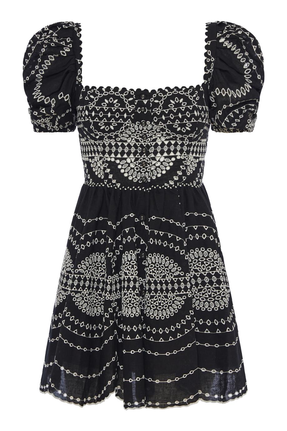 Alisa embroidered cotton and linen mini dress