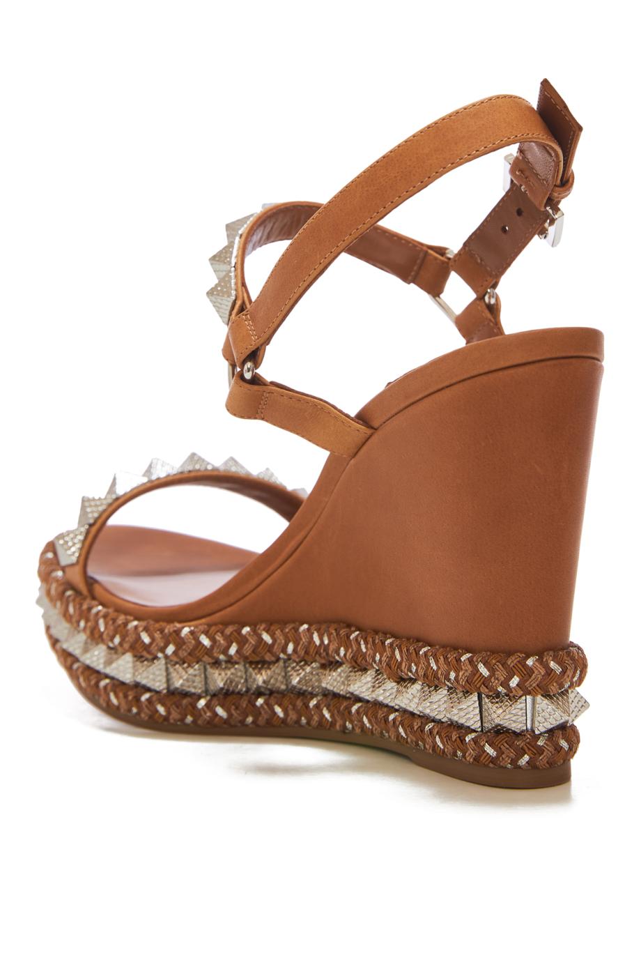 Pyraclou 110 embellished leather wedge espadrilles