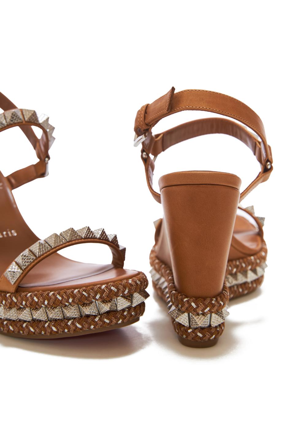 Pyraclou 110 embellished leather wedge espadrilles