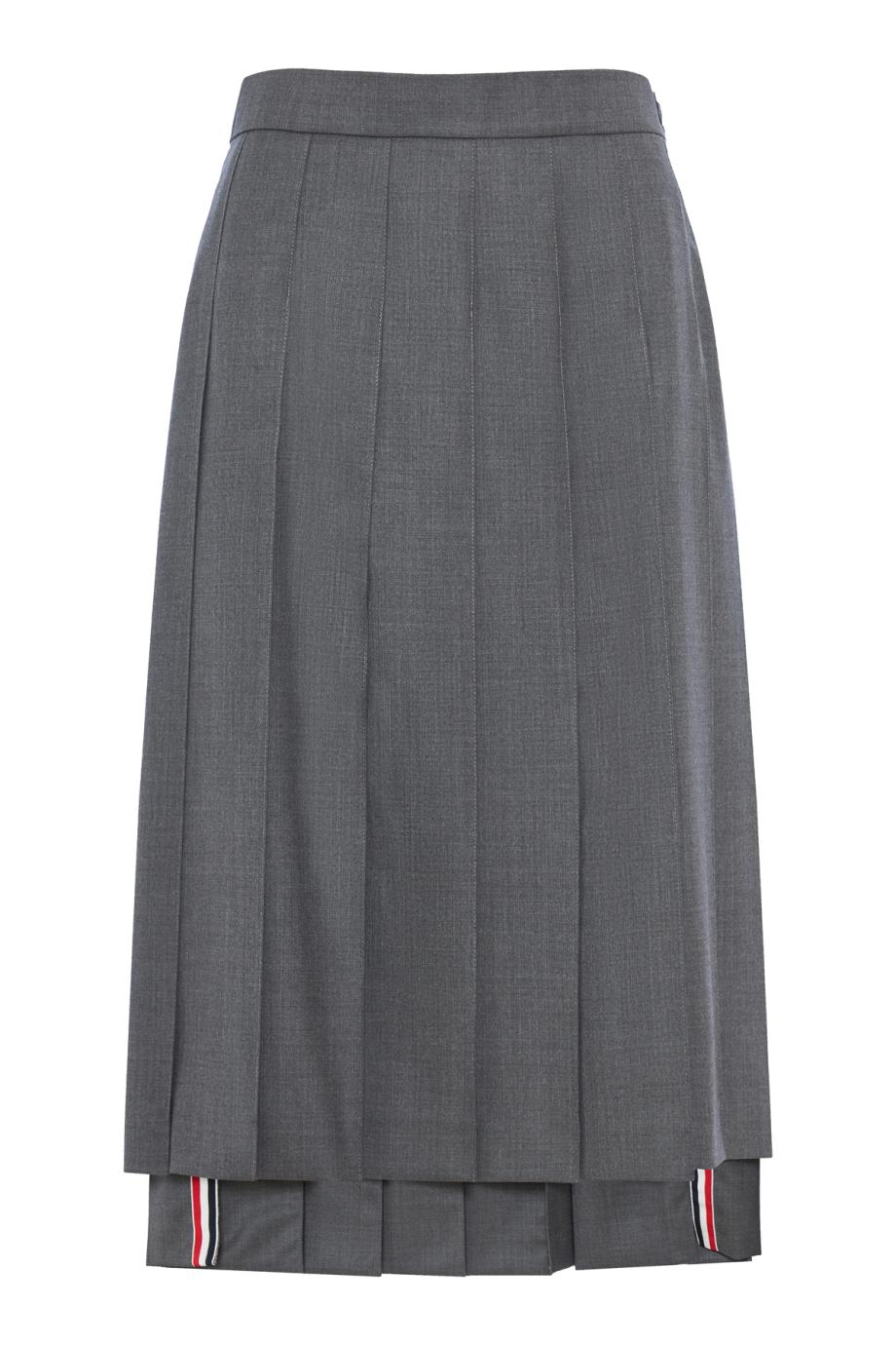 Pleated wool midi skirt