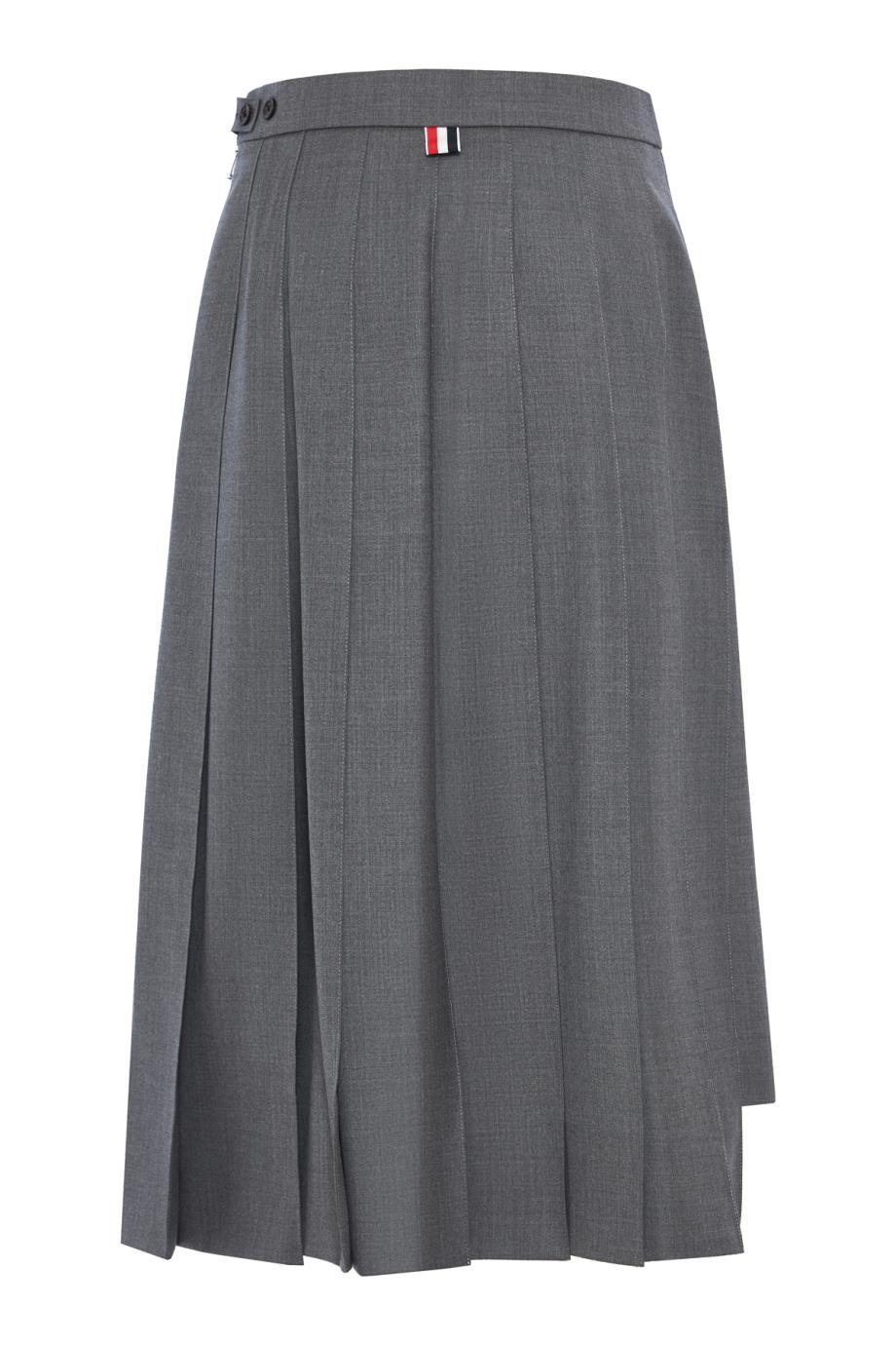 Pleated wool midi skirt