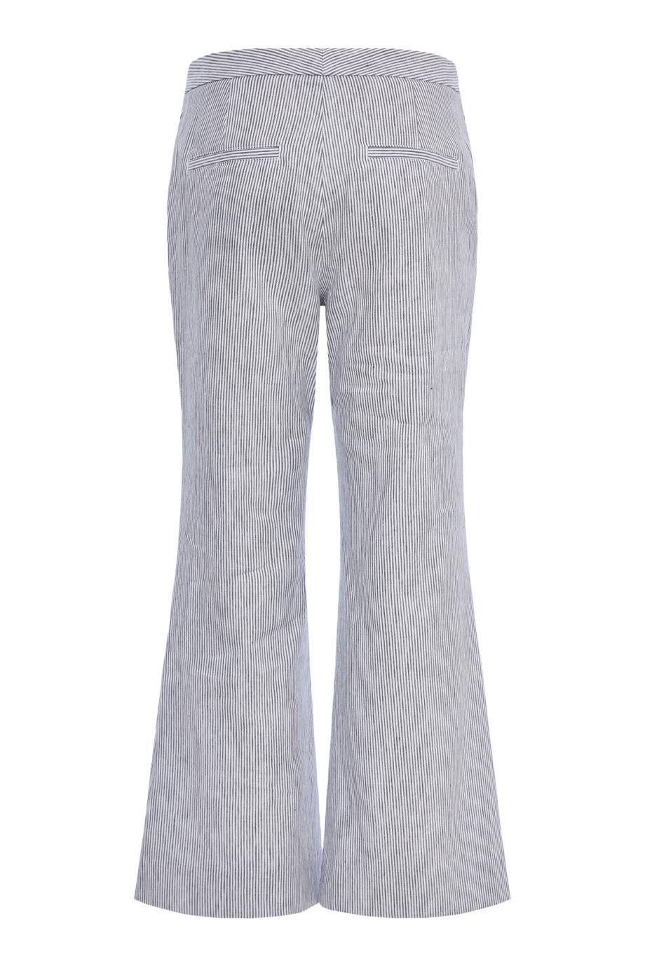 Ticking Stripe Linen-Cotton Low-Rise Crop Flare Trouser