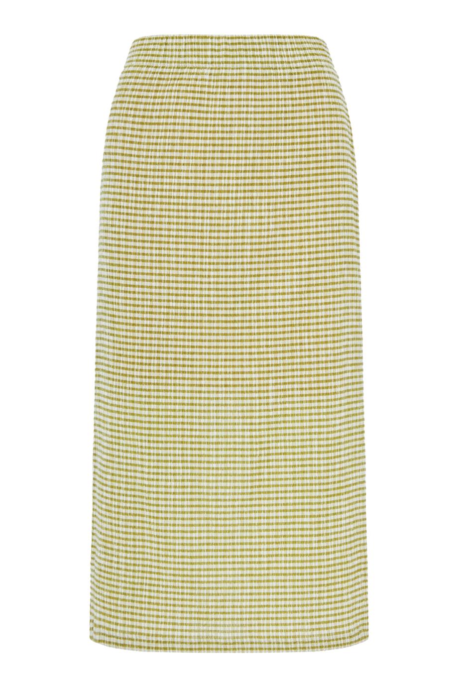 Checked Smocked Midi Skirt