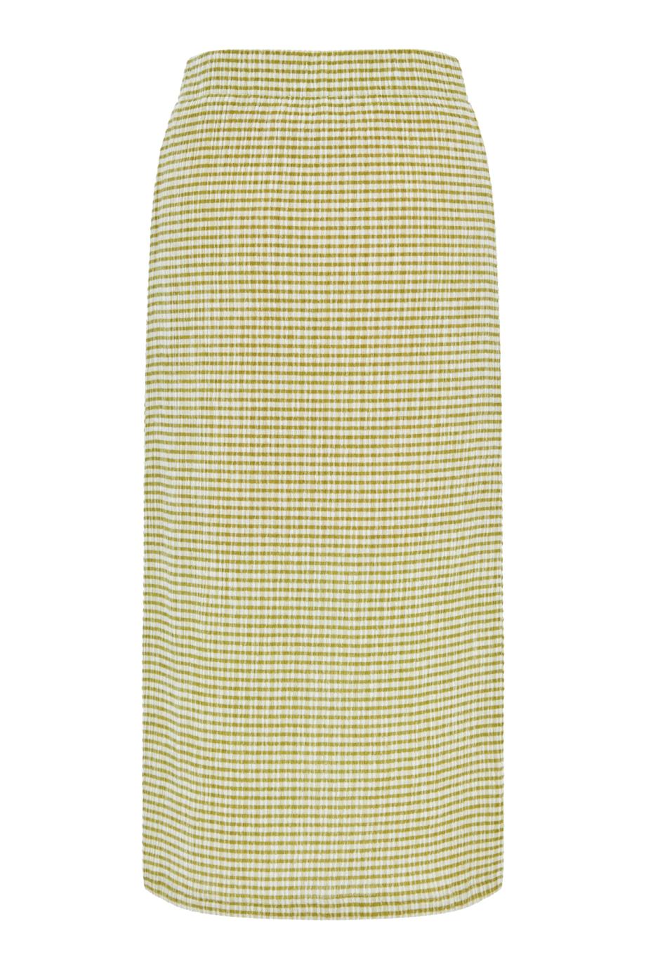 Checked Smocked Midi Skirt