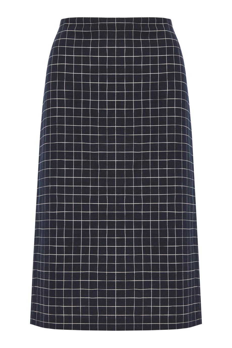 Trellis Plaid Cotton-Blend Pencil Skirt