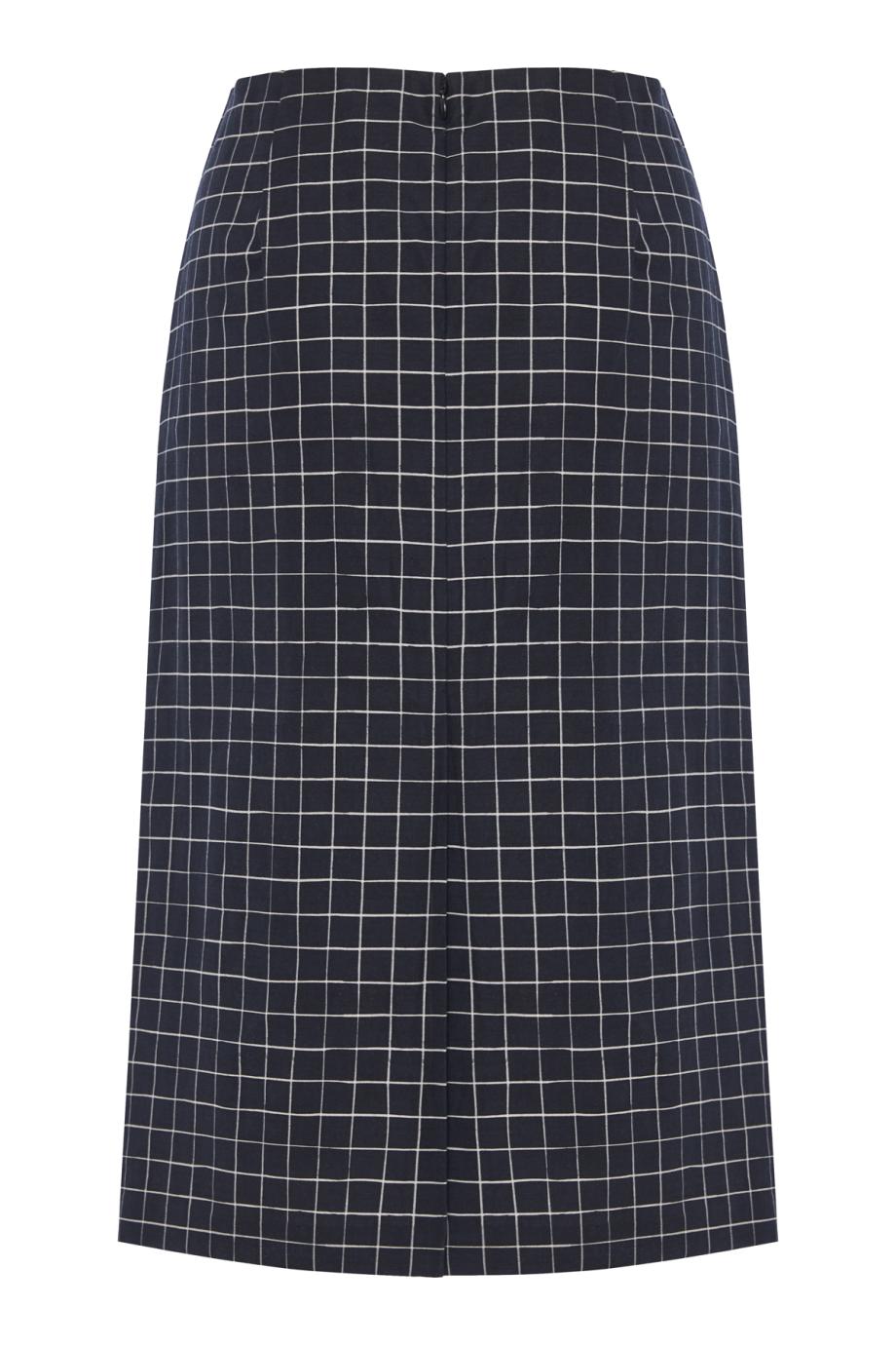 Trellis Plaid Cotton-Blend Pencil Skirt