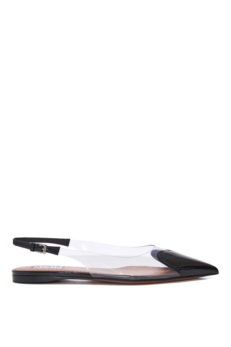 Heart patent-lather slingback flats