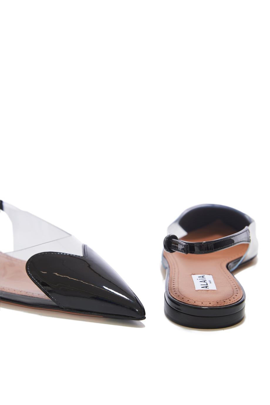 Heart patent-lather slingback flats