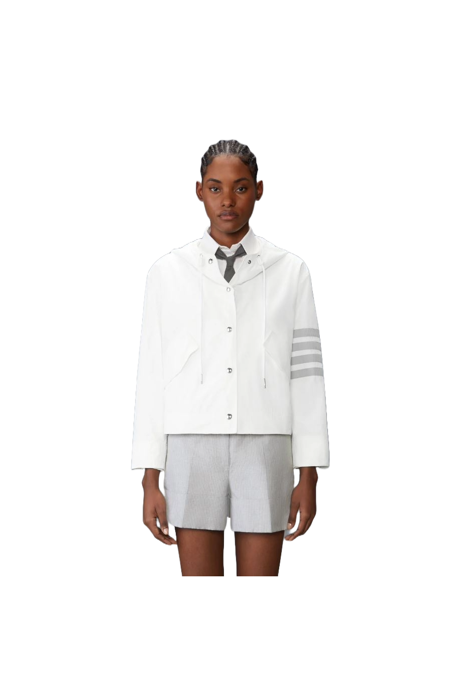 Hooded cropped anorak jacket