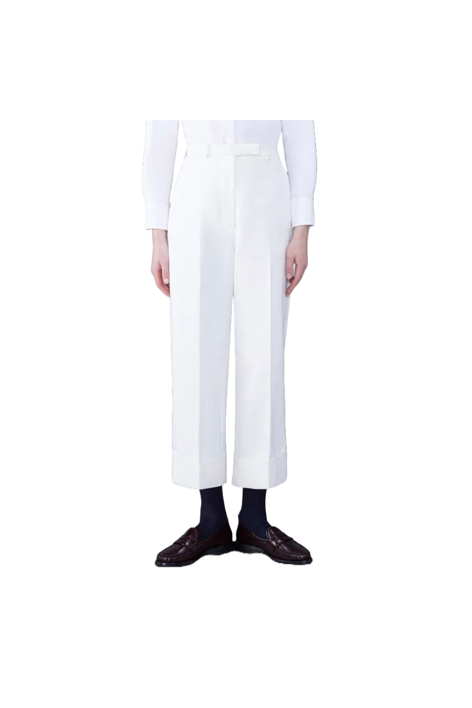 Cotton canvas high waisted trouser
