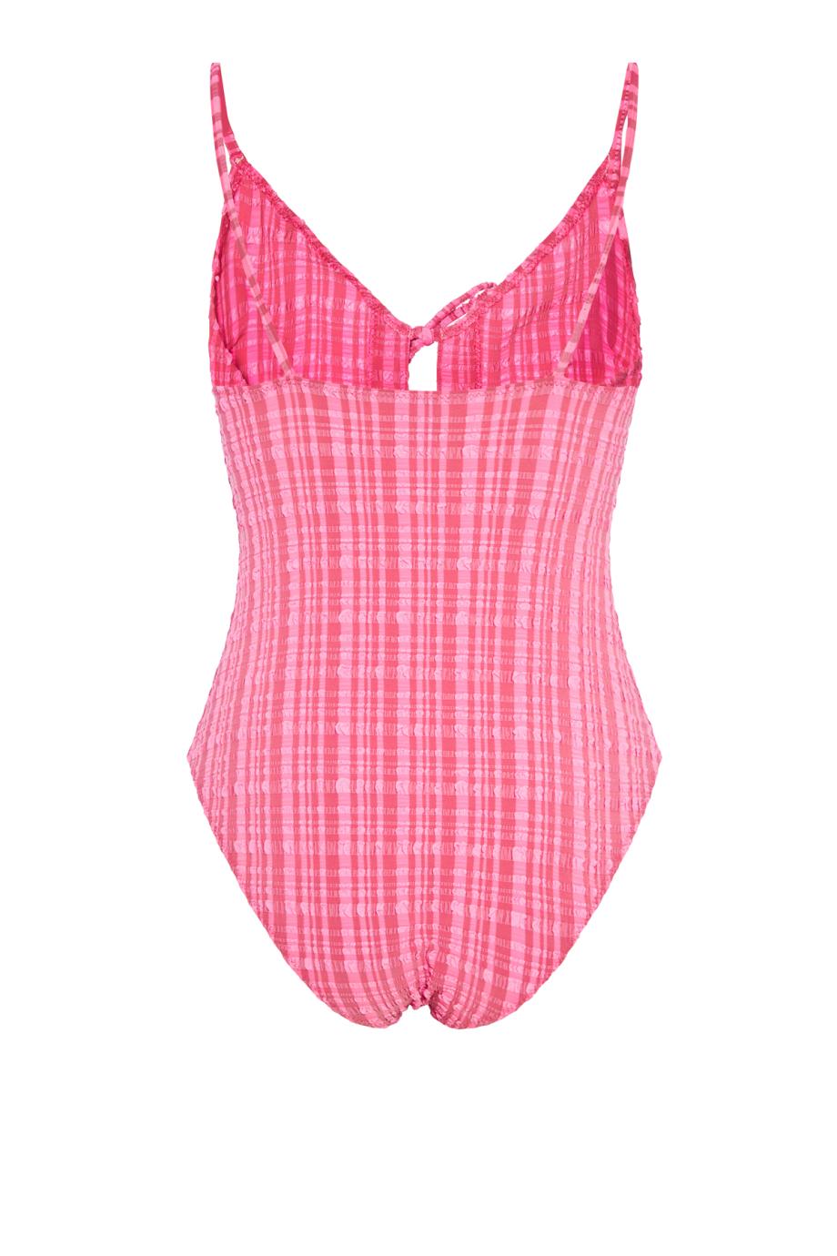 Tie-front striped seersucker swimsuit