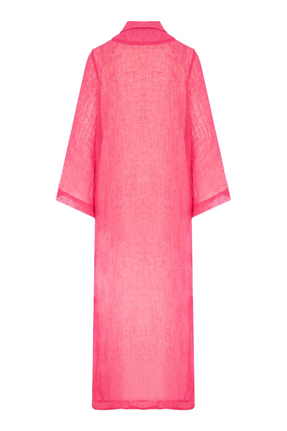 The tunic caftan in fuchsia sorrento gauze- Linen