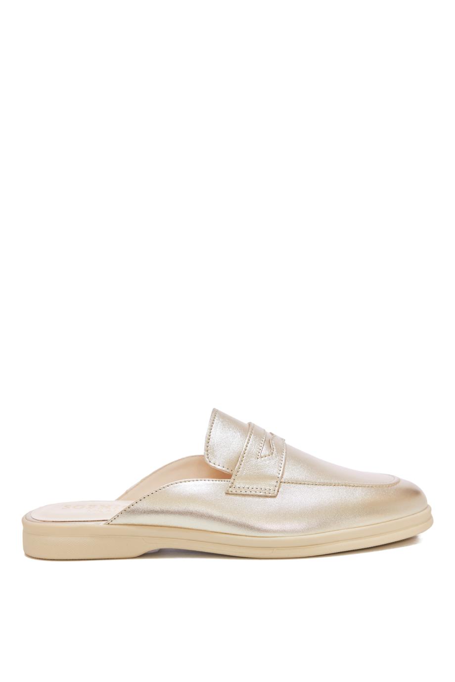 Riviera goma metallic leather mules