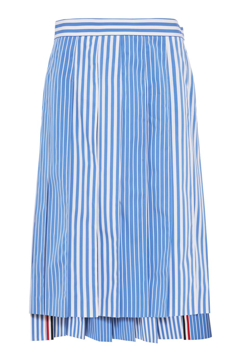 Awning striped poplin funmix pleated skirt