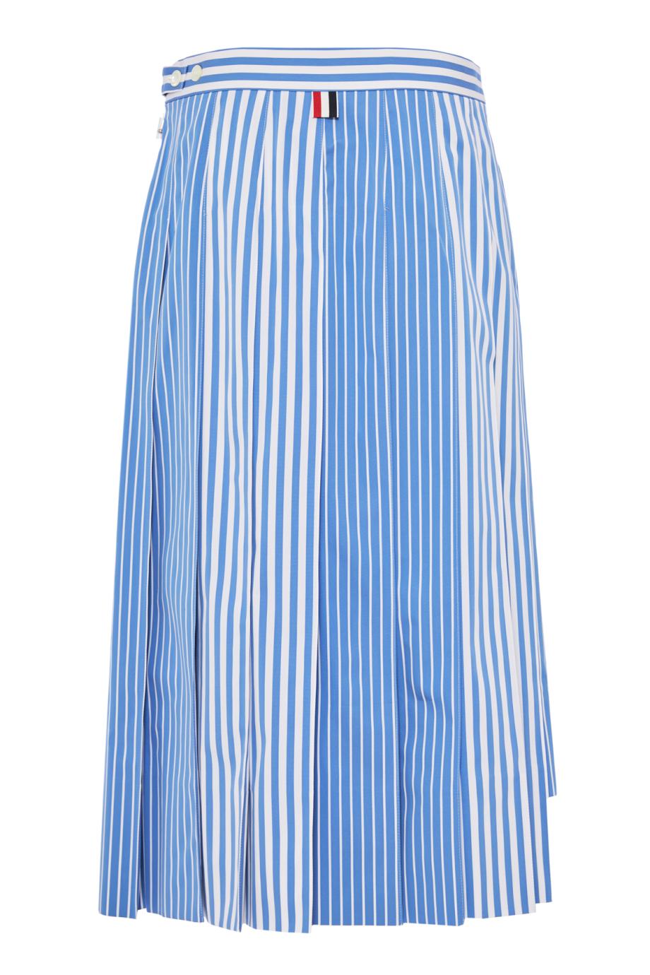 Awning striped poplin funmix pleated skirt