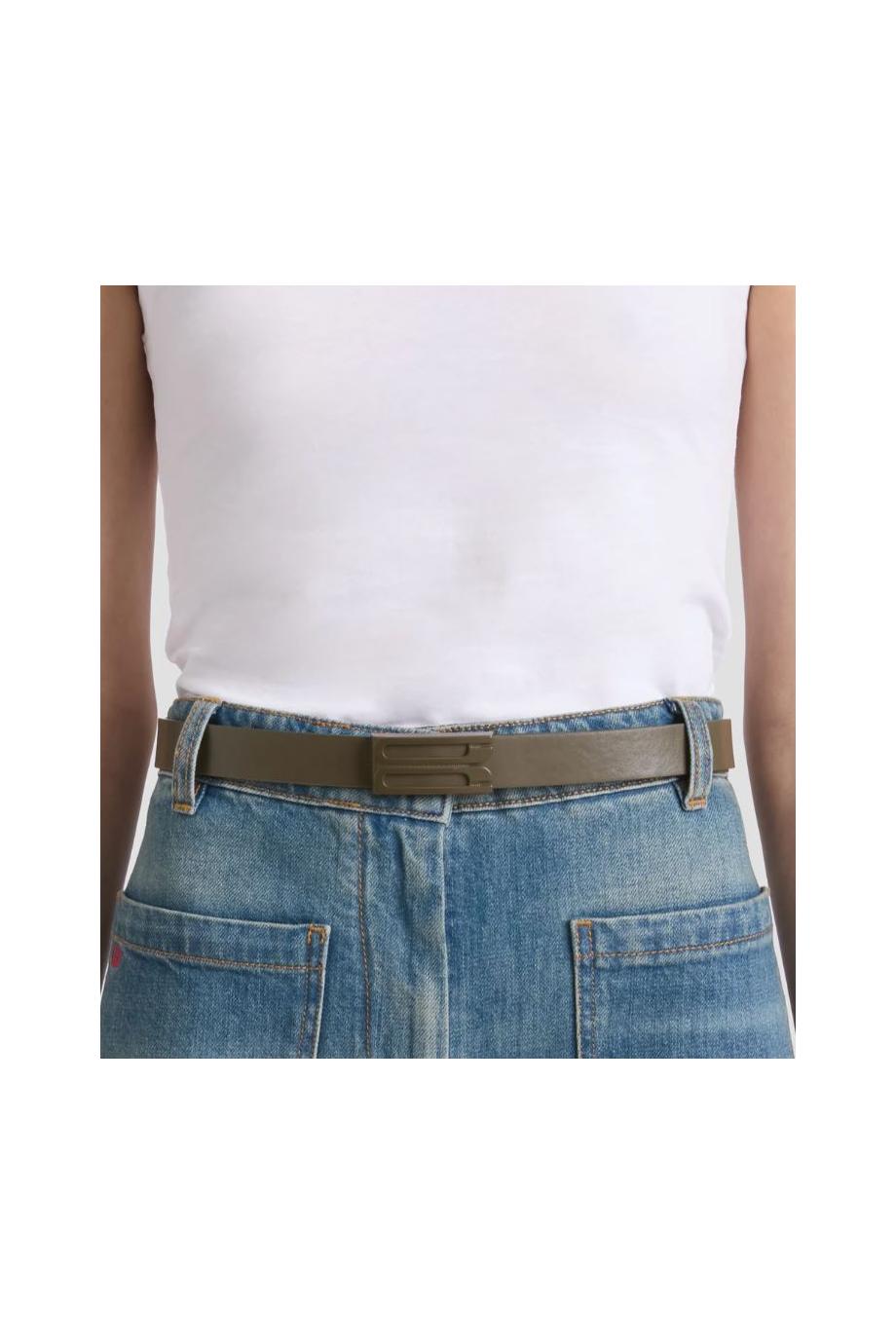 Tonal Frame Belt In Dark Khaki Smooth Leather