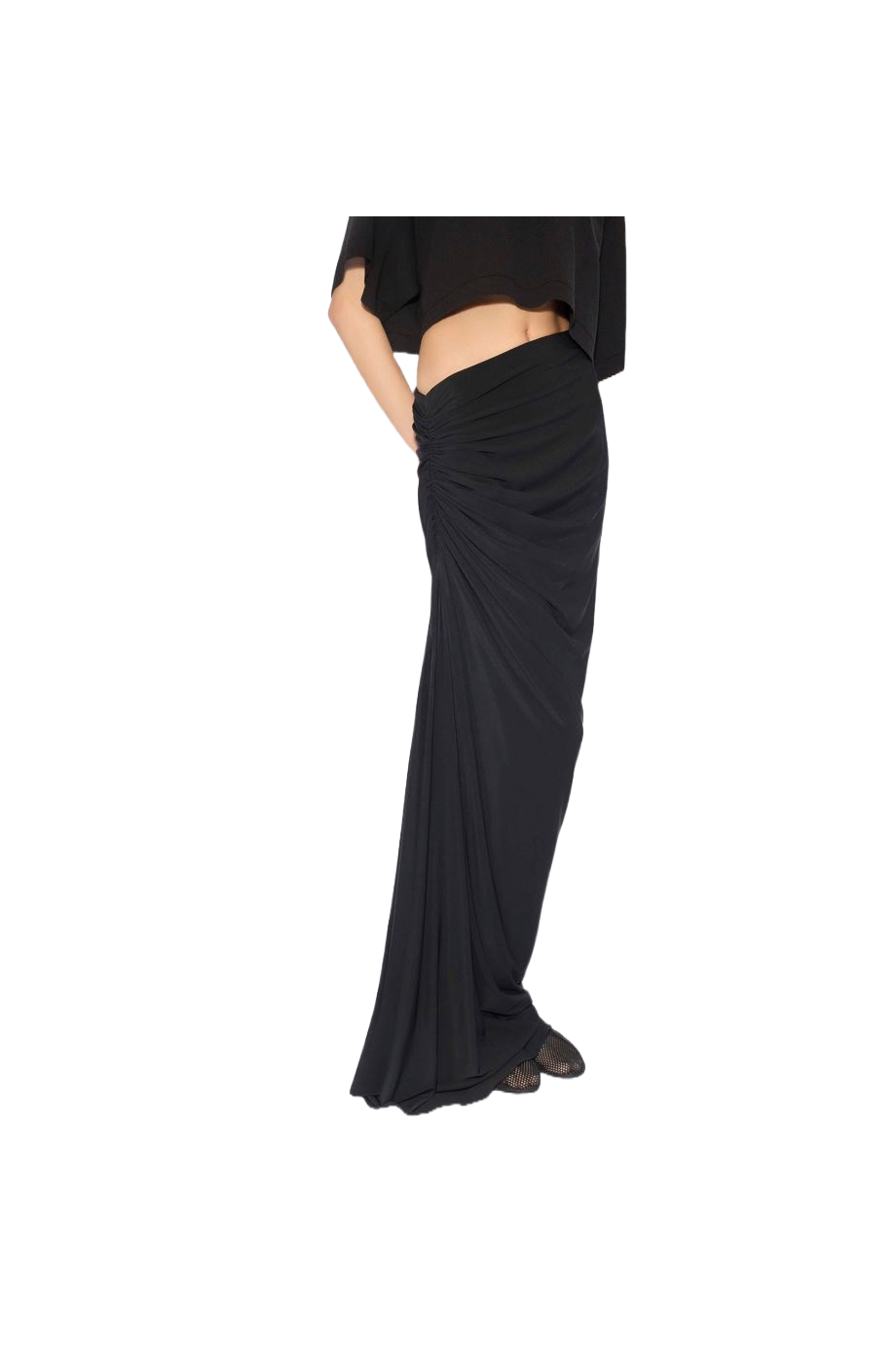 Ruched stretch-jersey maxi skirt