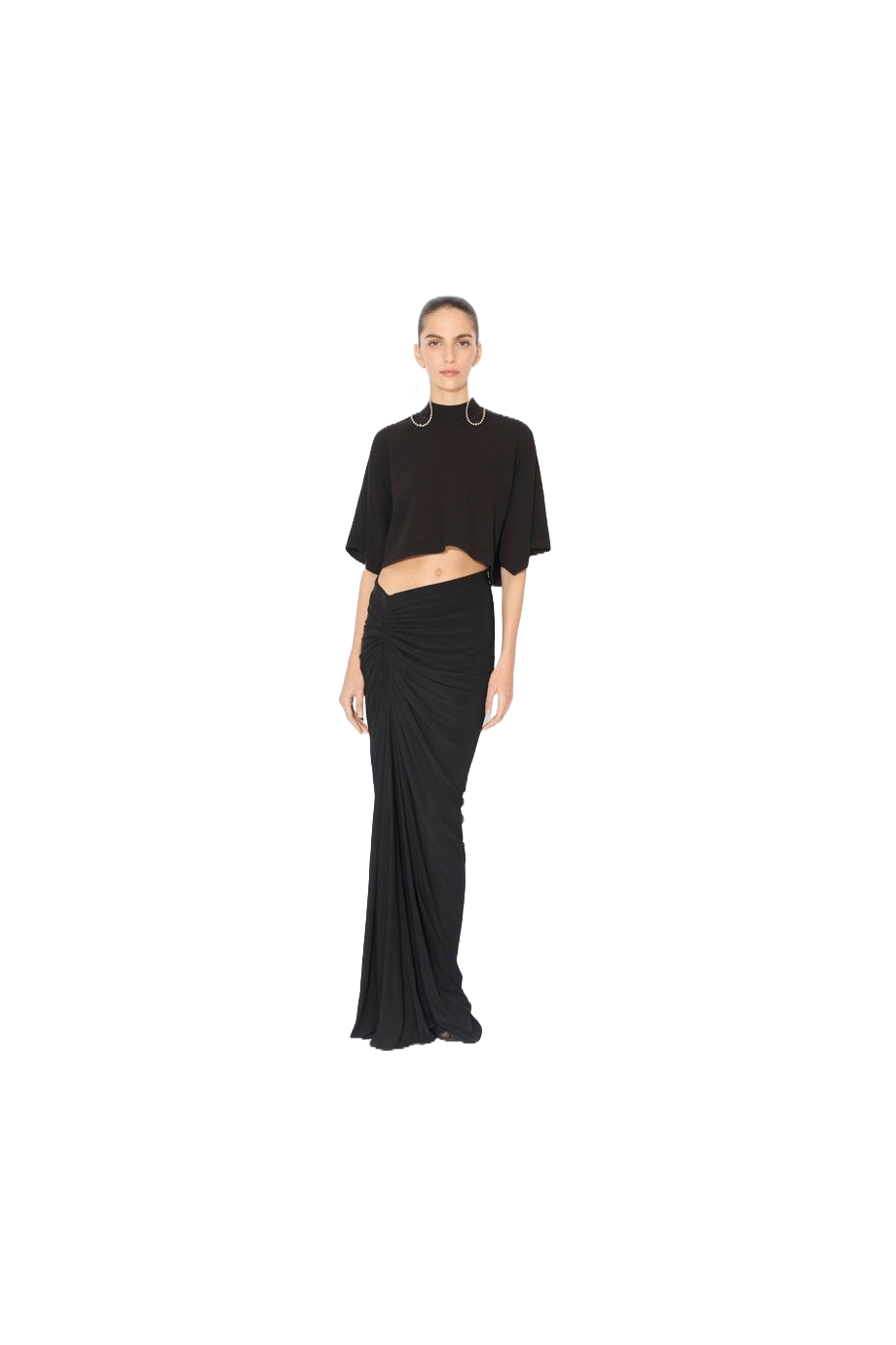 Ruched stretch-jersey maxi skirt