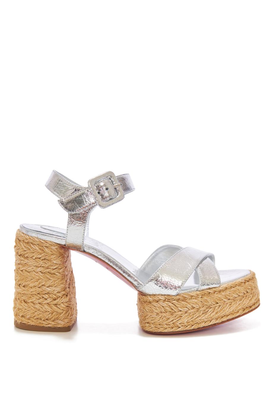 Calaka 85 leather and raffia sandals