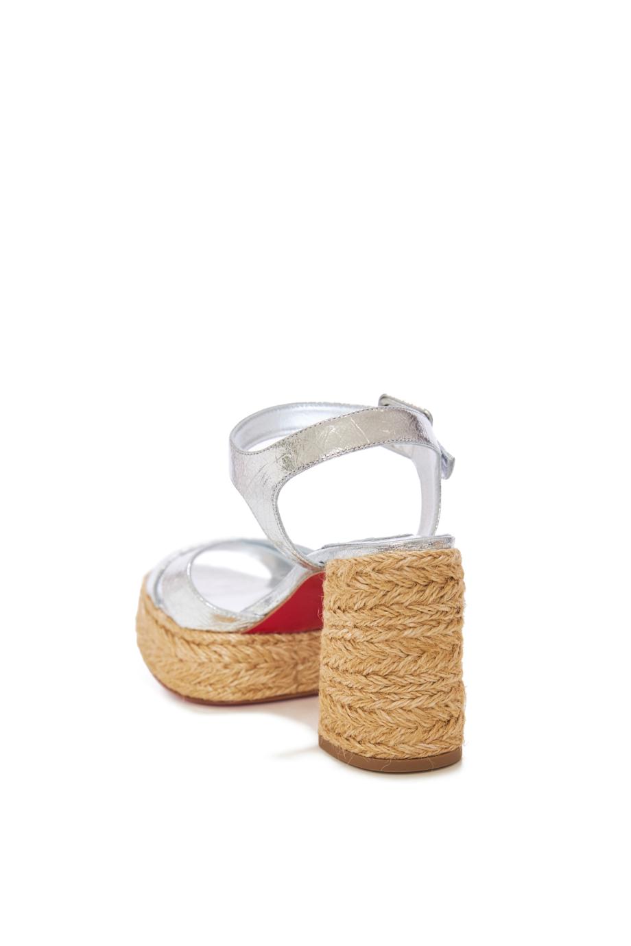 Calaka 85 leather and raffia sandals
