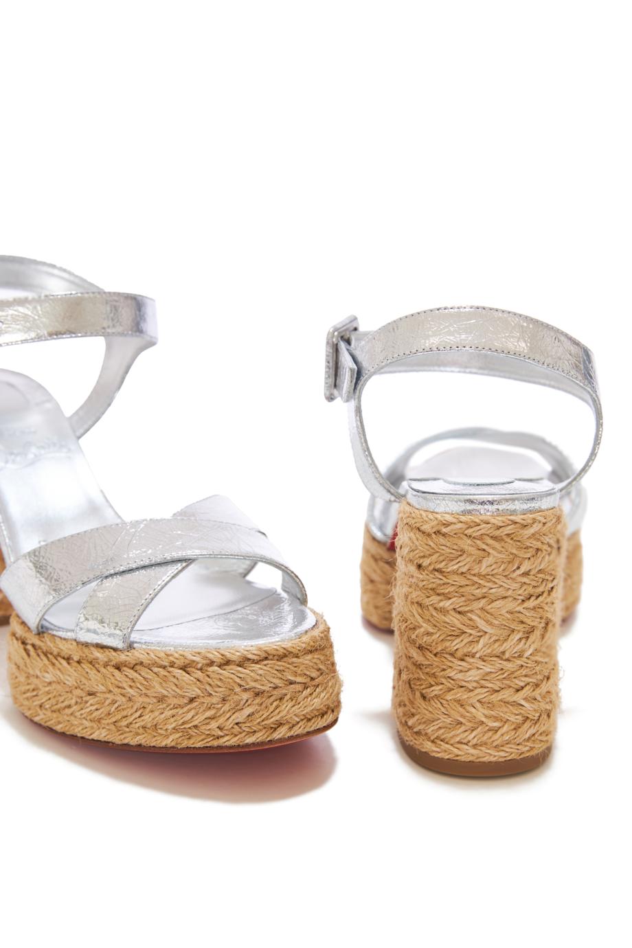 Calaka 85 leather and raffia sandals