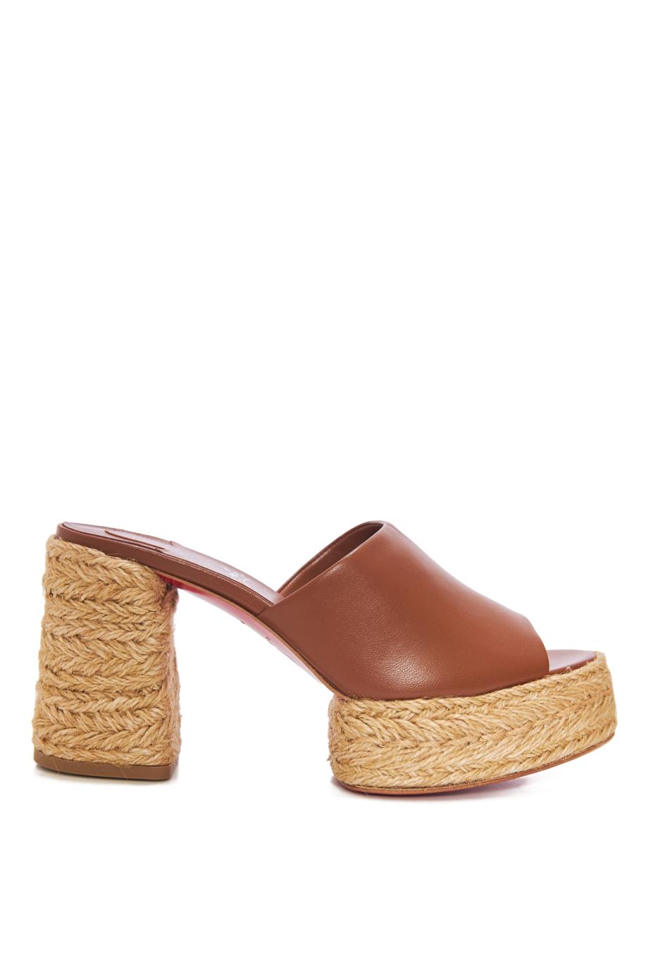 Calaka 85 leather and raffia sandals