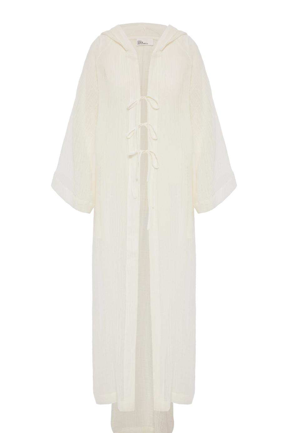 Sorrento linen-blend gauze hooded coverup