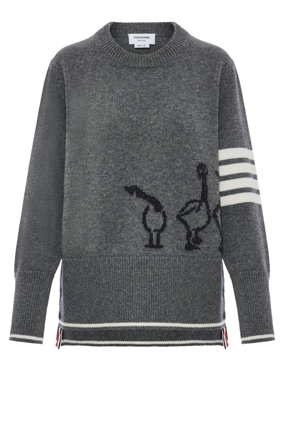 Fine merino intarsia geese 4-bar pullover
