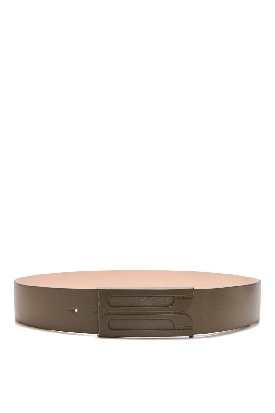 Tonal Jumbo Frame Belt In Dark Khaki Smooth Leather