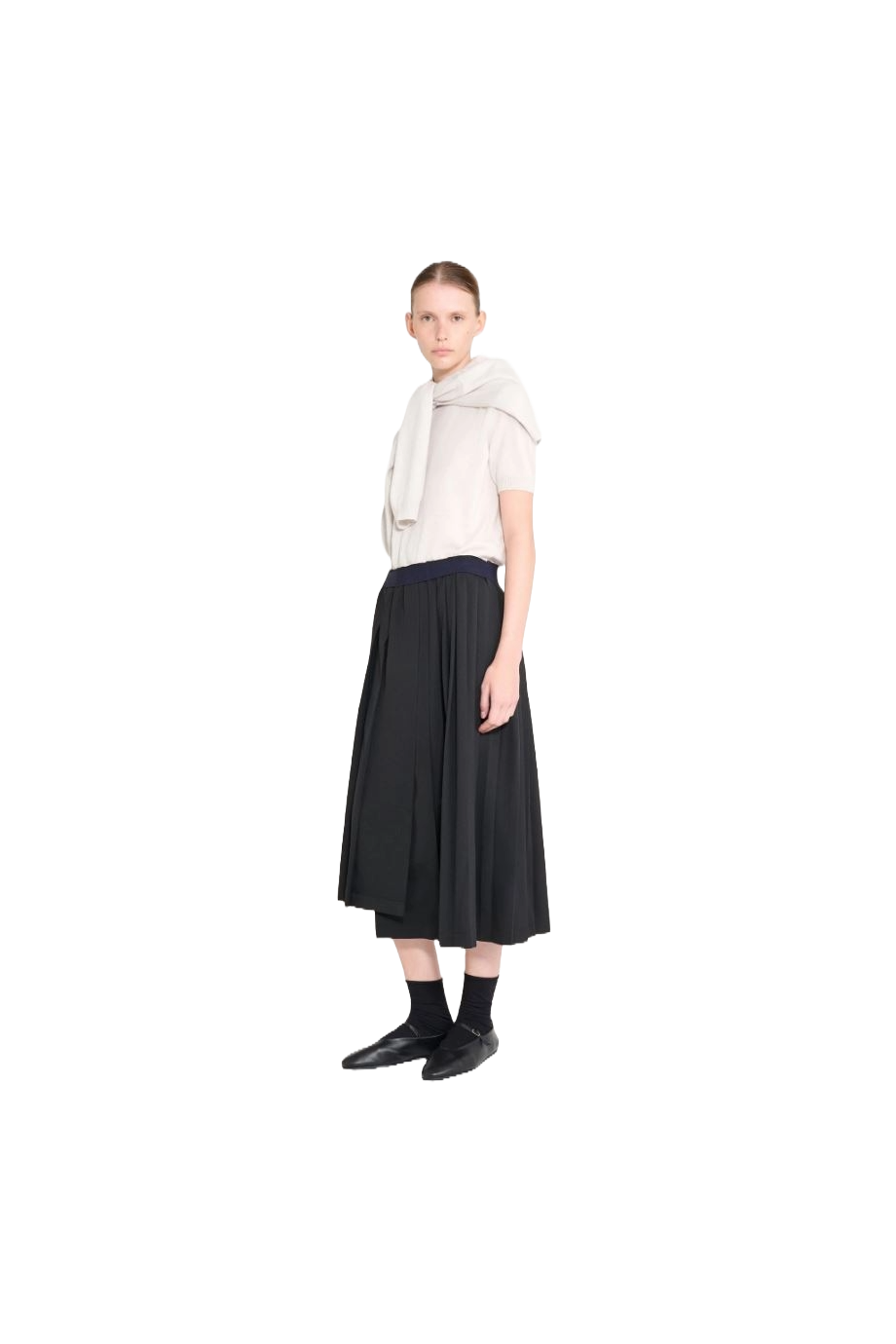 Joan pleated wool-blend midi skirt
