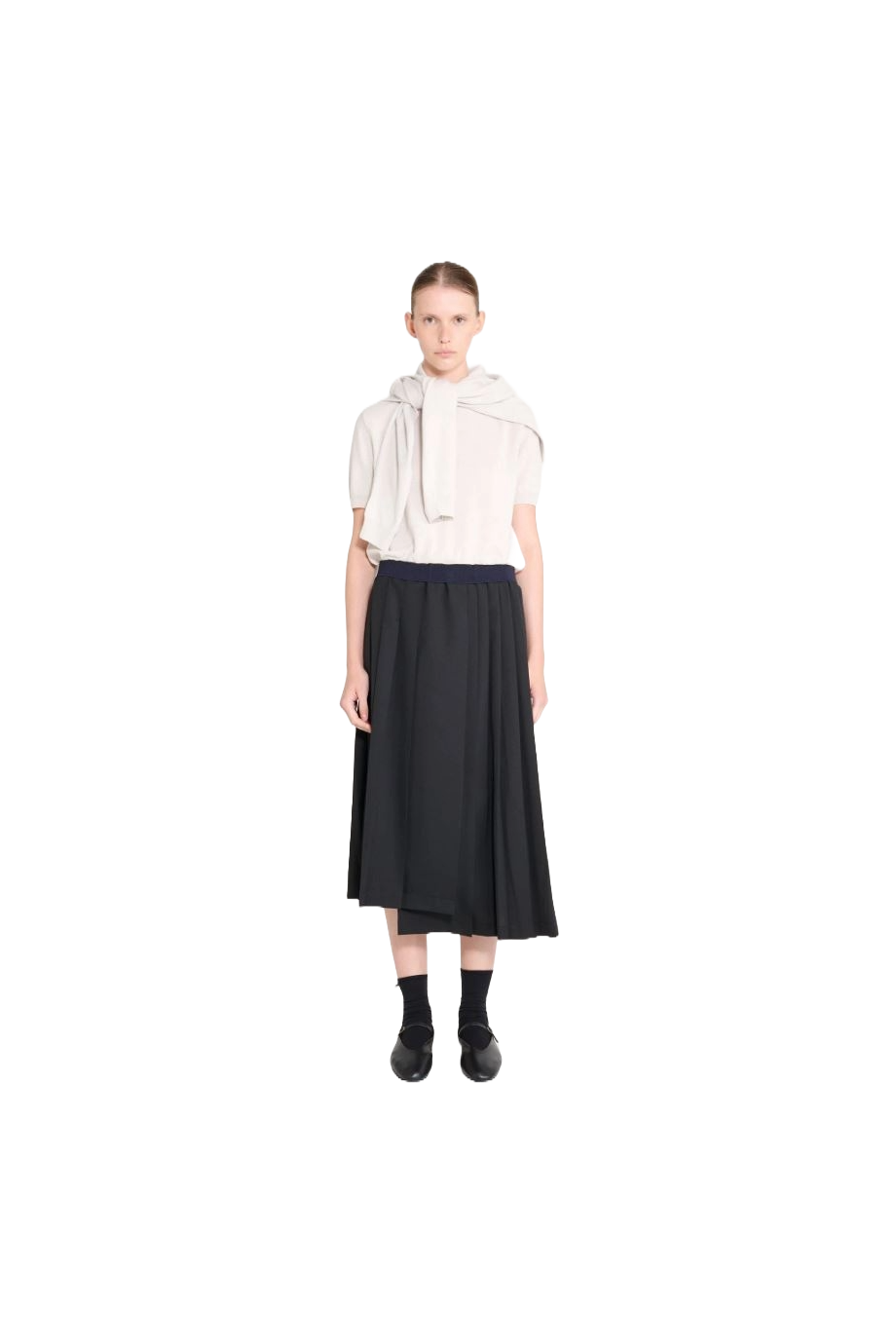 Joan pleated wool-blend midi skirt