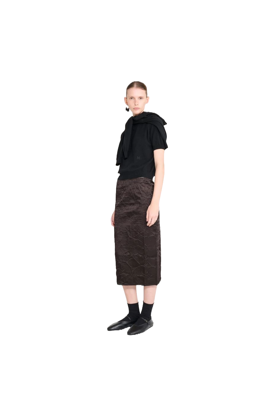 Crayon crinkled midi skirt
