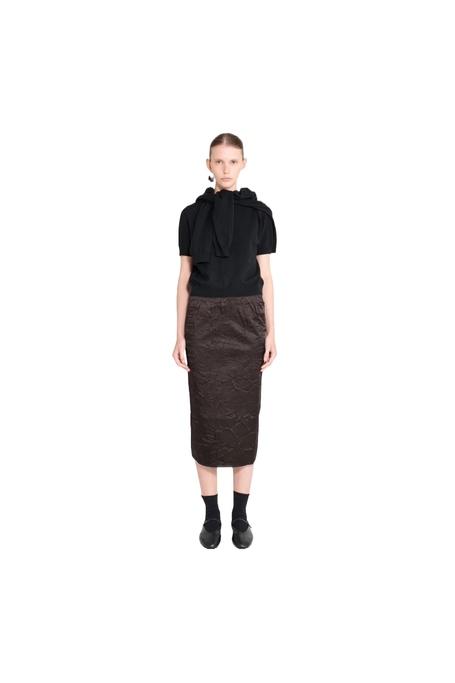 Crayon crinkled midi skirt