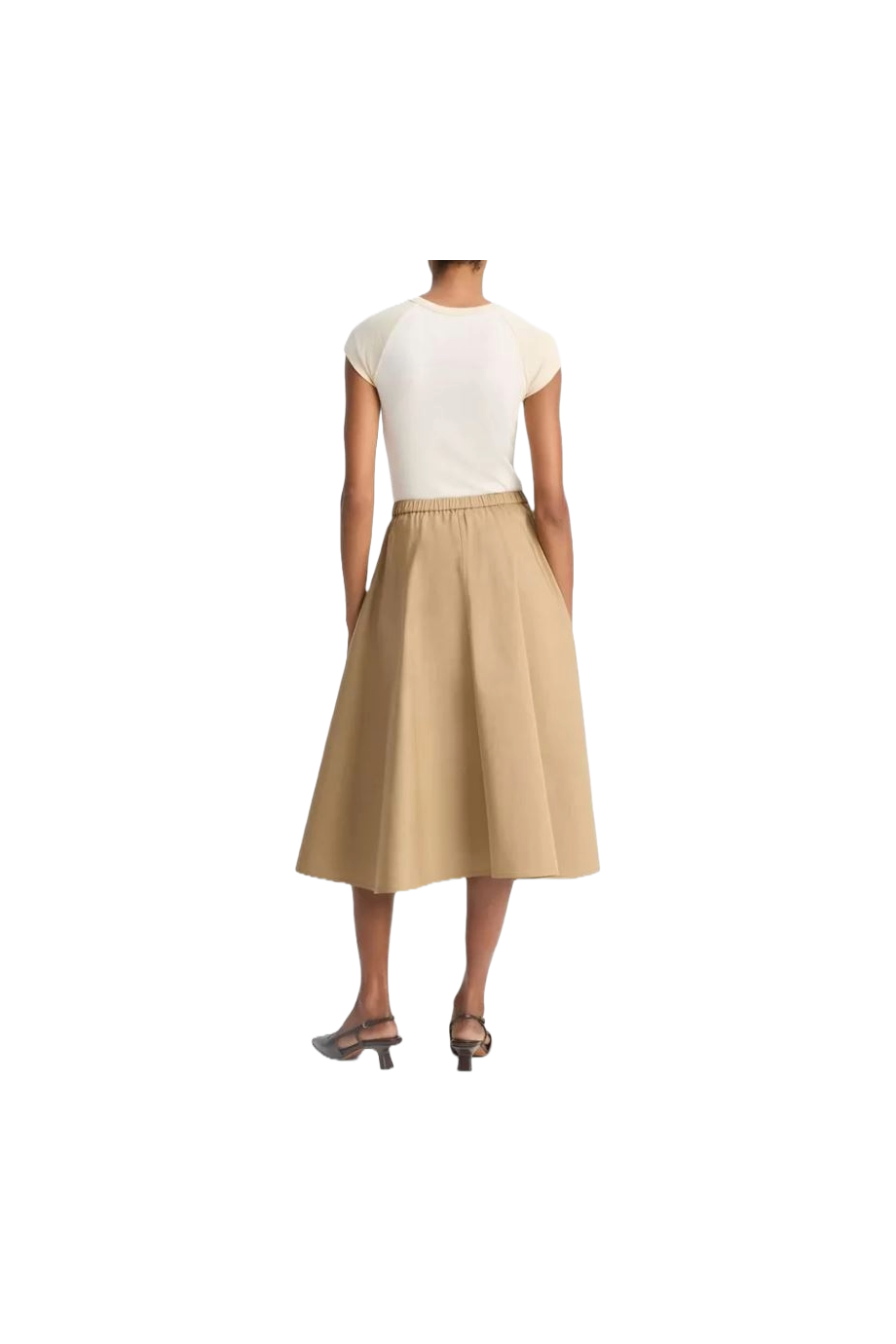 Cotton-blend midi skirt