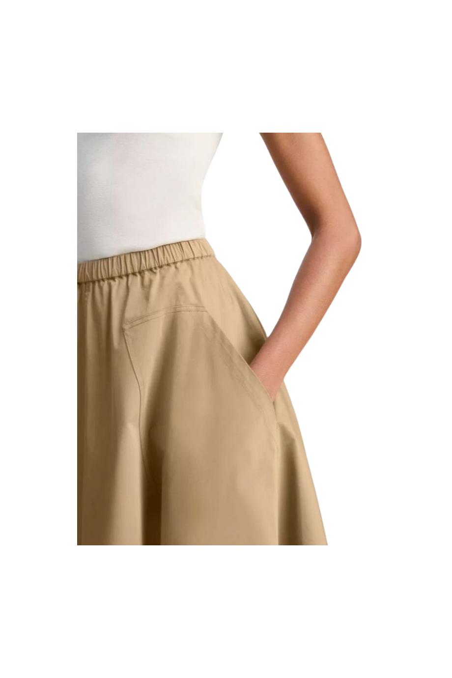 Cotton-blend midi skirt