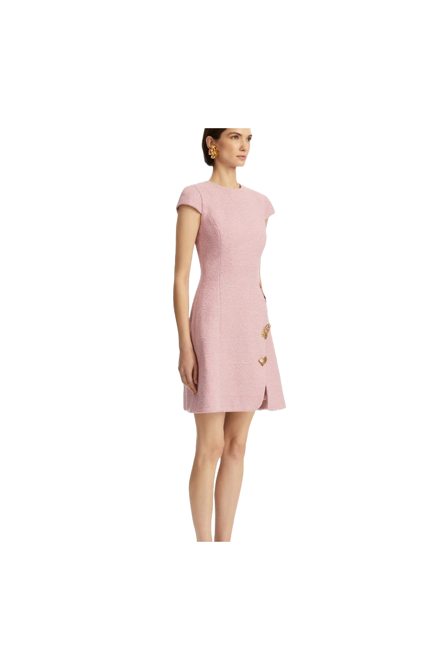 Butterfly-embellished tweed mini dress