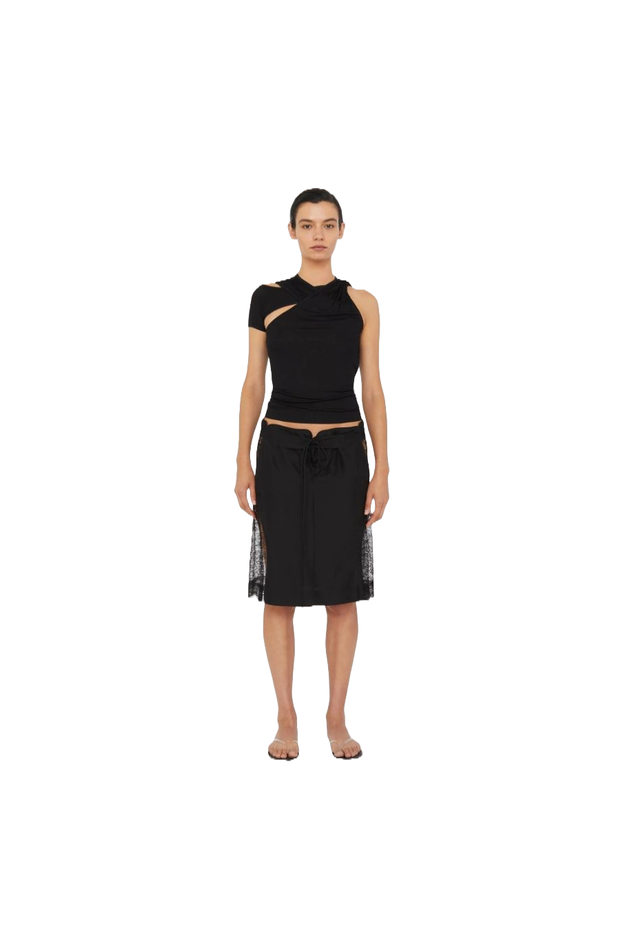 Hudson lace and silk midi skirt