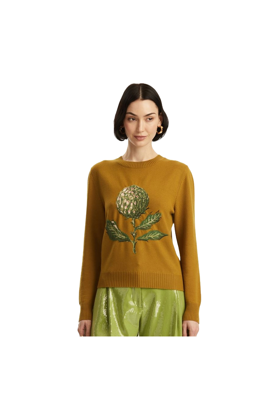 Artichoke embroidered wool and cashmere sweater