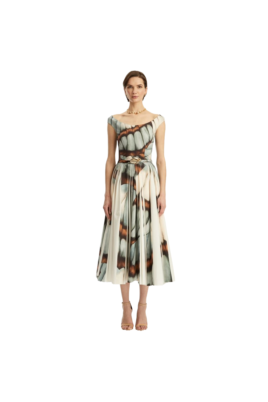 Abstract Butterfly cotton-blend midi dress
