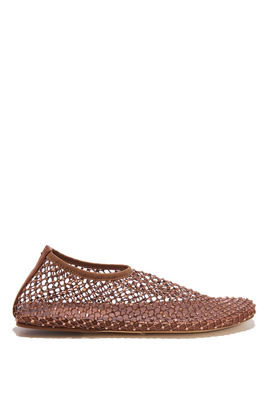 Minette crystal-embellished fishnet flats