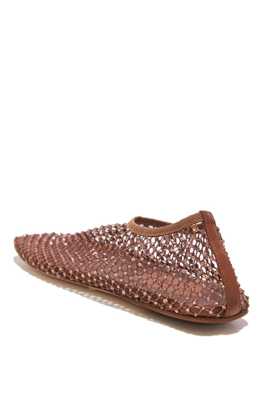 Minette crystal-embellished fishnet flats