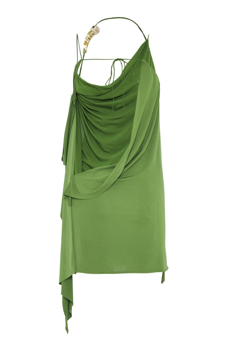 Encased Nature draped jersey mini dress