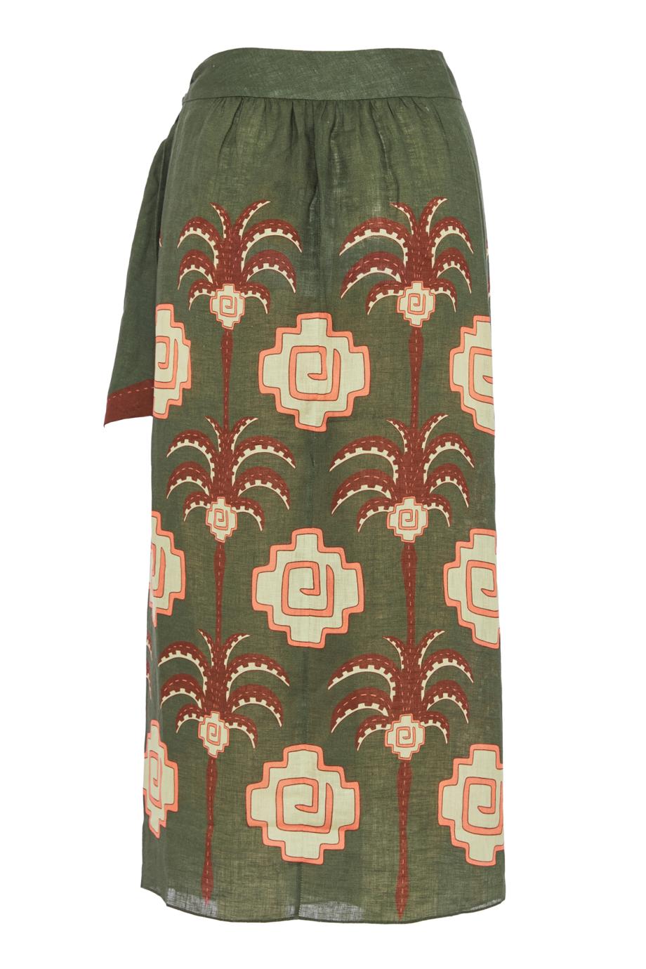 Amazon Echoes embroidered linen midi skirt