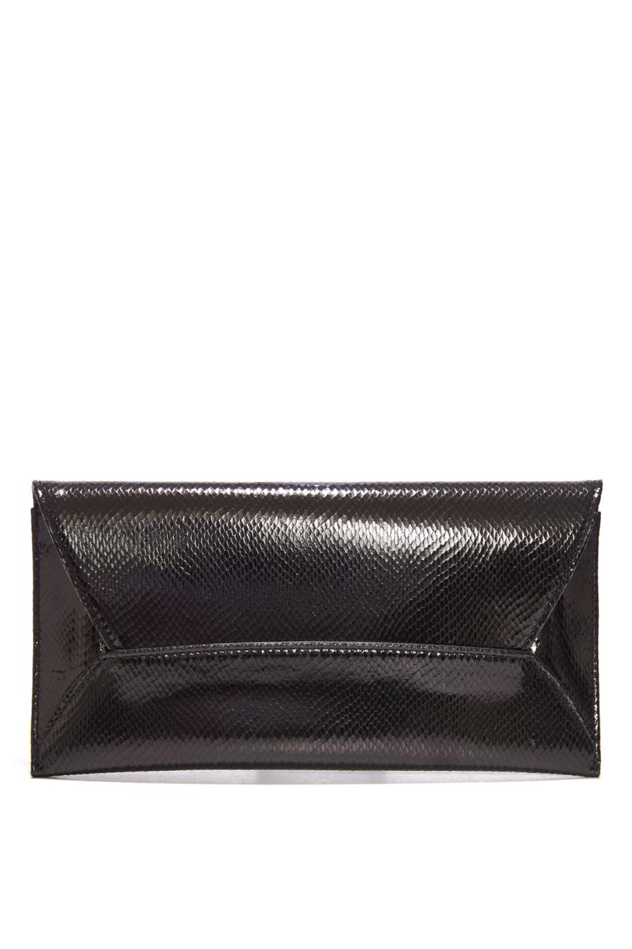 Envelop textured-leather clutch